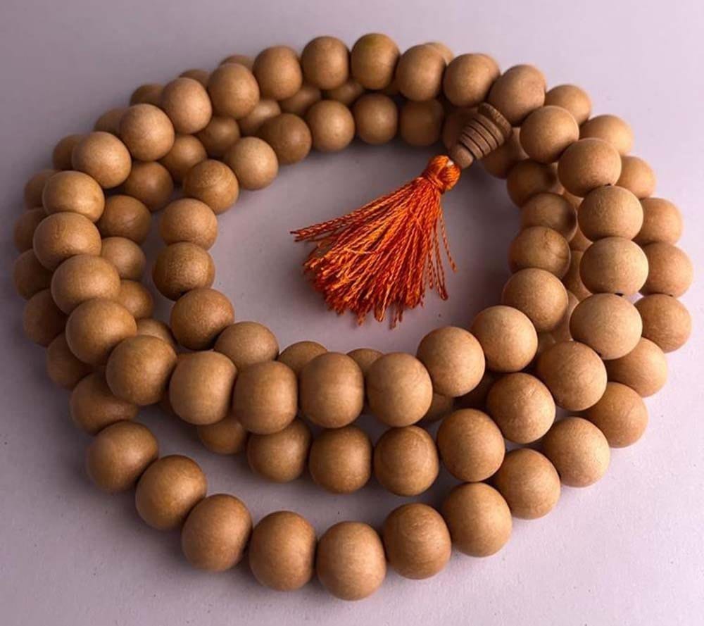 Sandal Wood Mala  (108+1 Beads, Bead Size:  8mm each)