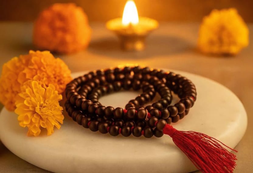 Red Sandal Mala  108 Beads 8mm